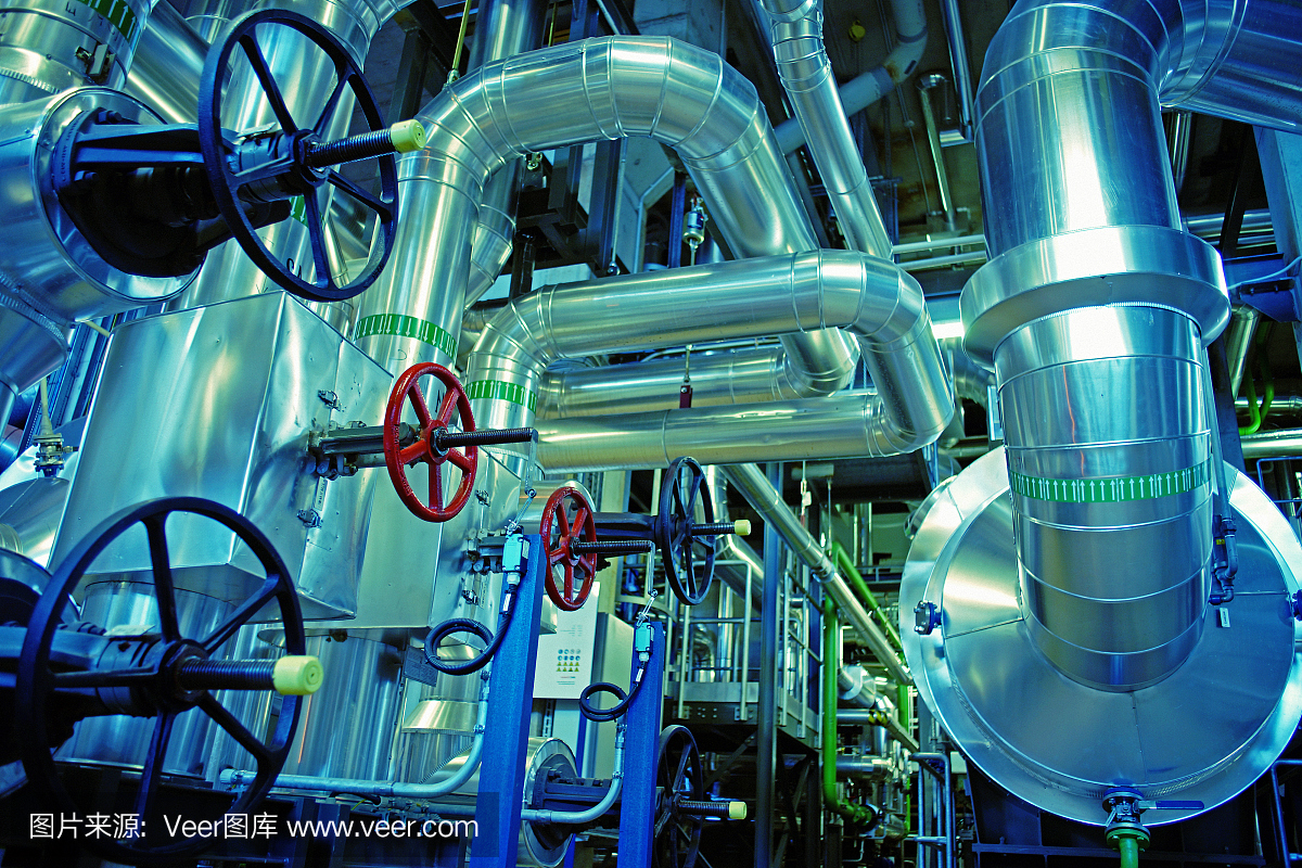 工業園區、鋼鐵管道、閥門、電纜